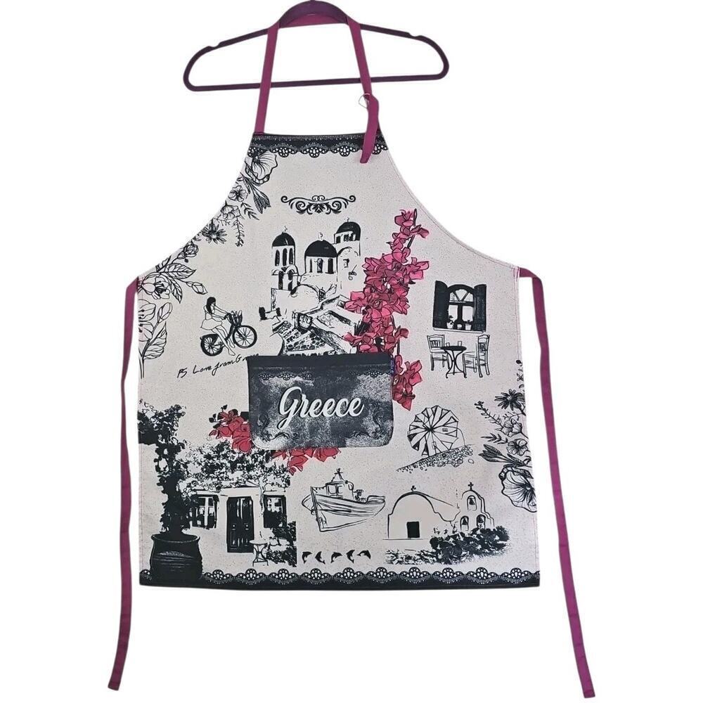 ~KEDIMA~Kitchen Apron Greek Cooking Apron Greece Themed Gifts Greek Apron NWOT.